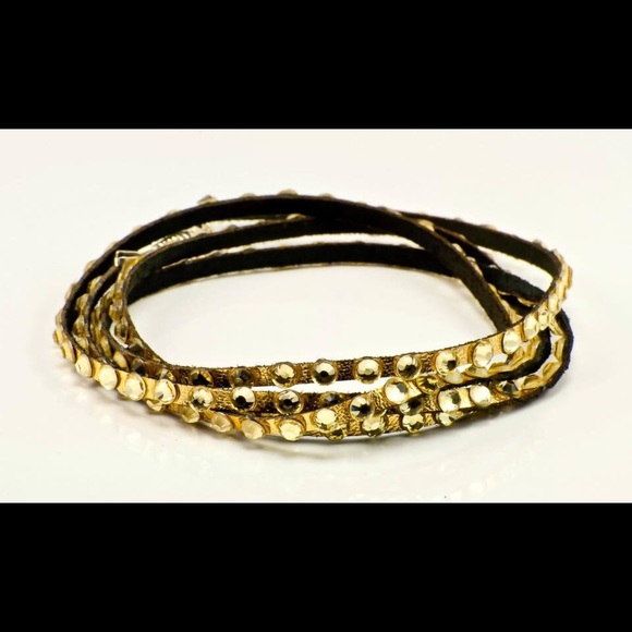 Swarovski crystal wrap bracelet in gold - Picture 1 of 2